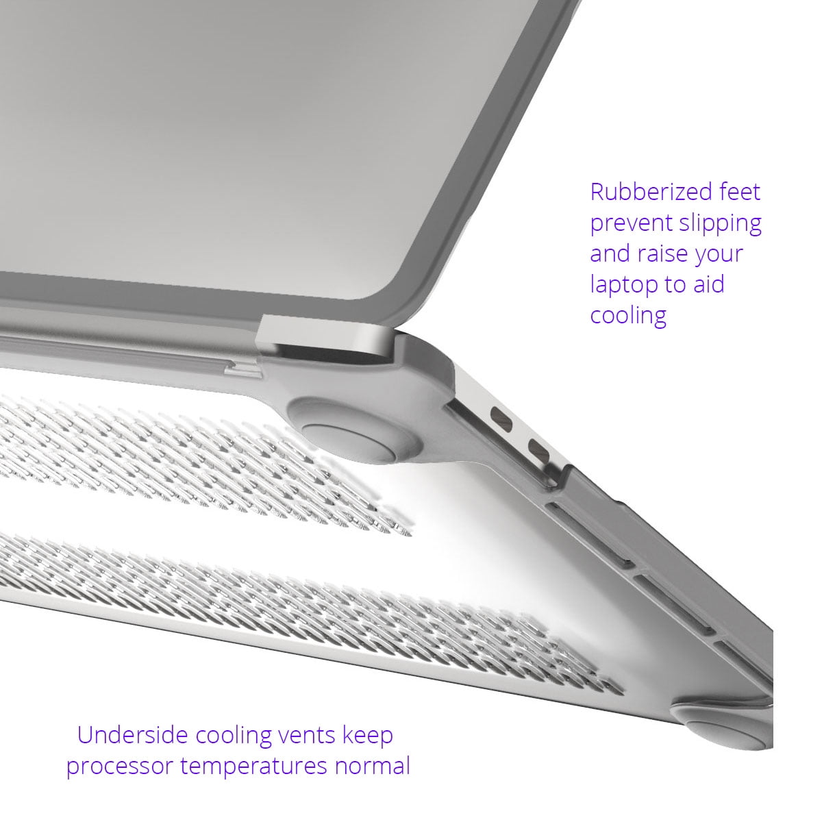 MacCase Hard-Shell/ Soft Edge Polycarbonate + TPU  Laptop Case for MacBook Air 13.6 M2/M3/M4/M5 (A3414, A2681, A3113, A3240) Clear, 2-Piece