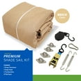 thumbnail image 3 of Coolaroo Premium Outdoor Sun Shade Sail with Hardware Kit 95% UV Block Protection for Backyard, Garden, Patio, 18' Square, Beech, 3 of 7