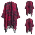 thumbnail image 2 of DailyTrove Women's Plaid Fringe Poncho, Versatile Outerwear for Year-Round Layering & Casual Outings for women, 2 of 3
