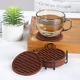 thumbnail image 2 of Drink Coasters Set of 6 with Holder, Silicone Coasters Tabletop Protection for Any Table Type, Wood, Glass, Stone Tables, Dishwasher Safe, Coasters for Drinks Fits Any Size of Drinking Glasses(Brown), 2 of 5
