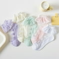 thumbnail image 3 of 5 Pack Girls Ruffle Socks Frilly Double Lace Socks Cotton Turn Cuff Socks Toddler Pageant Socks for Girls, 3 of 8