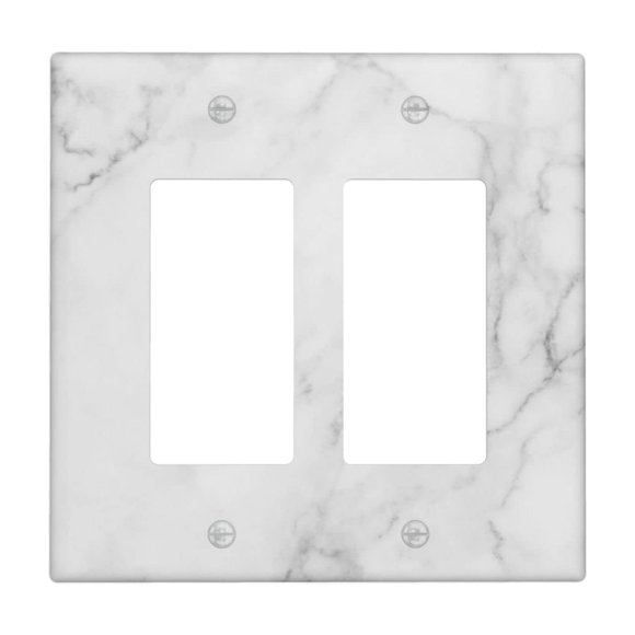 Plaque Murale Motif Marbre Blanc Décorative Double Bascule Interrupteur de Lumière 2-Gang Décorateur Impression Artistique Faceplate pour Chambre Cuisine Décoration Chambre Enfants 4.6 Pouces" X 4.5 Pouces"