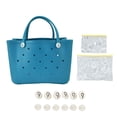 thumbnail image 1 of Beach Tote Bag Durable Safe EVA Material Multifunction Space Saving Portable Round Hole Design Large Beach Bag Cyan, 1 of 14