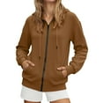 thumbnail image 3 of Women's Fashionable Casual Pocket Zipper Long Sleeved Hooded Solid Color Sweatshirt, 3 of 5