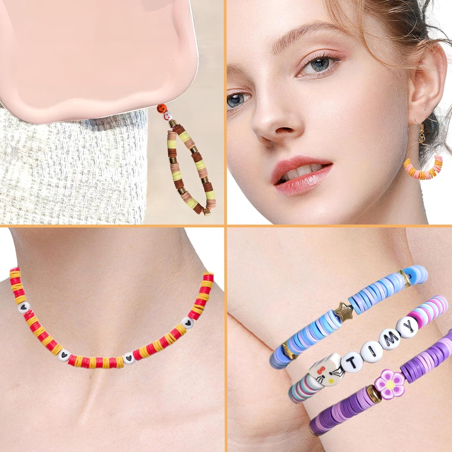 6000 Pcs Clay Beads Bracelet Making Kit, Round Letter Beads with Charm and Elastic Strings, Friendship Bracelets Holiday Gifts for Girls Adults