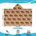 thumbnail image 2 of Brown Buffalo Pattern Hooded Bath Towel，60"x35" for Ages 3 To 12 Kids, Quick Dry Lightweight Soft Microfiber Hood Beach Towel Cover Up for Kids, 2 of 7