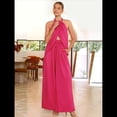 thumbnail image 4 of Conjunto de Dos Piezas para Mujer, Verano 2025, Informal, Sin Mangas, Cuello Alto, Top Corto, Pantalones de Pierna . Rojo L, 4 of 9