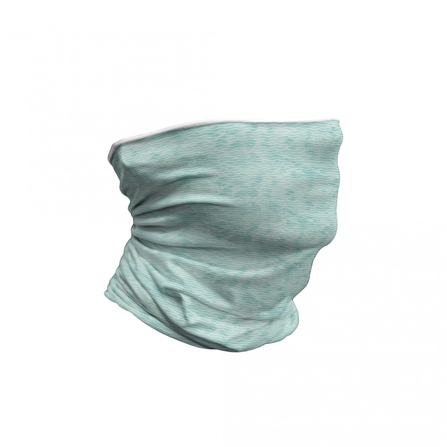 Nautical Neck Gaiter, Ocean Sea Wave Pattern, Unisex, Turquoise White
