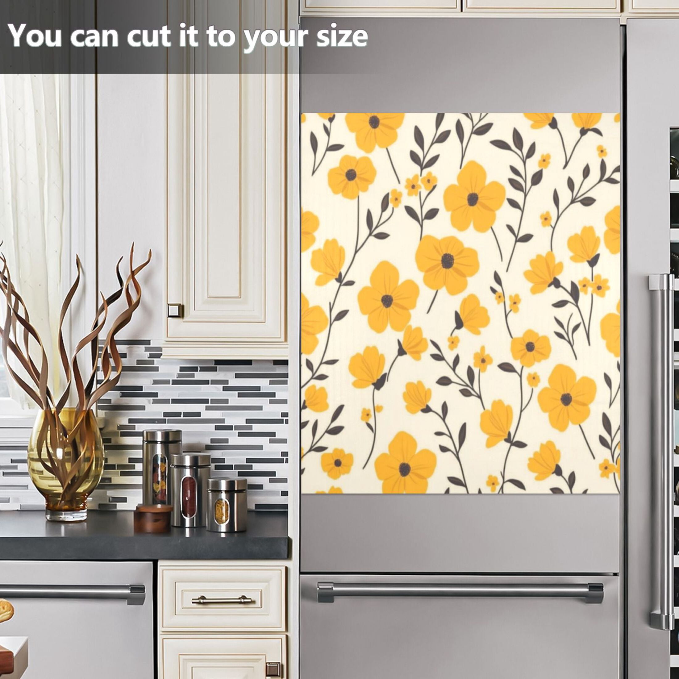 Dishwasher Magnetic Sticker 23x26 Inch Refrigerator Magnetic Sticker Washing Machine Magnetic Sticker Kitchen Panel Magnetic Sticker Home Decor Lovely Yellow Flowers
