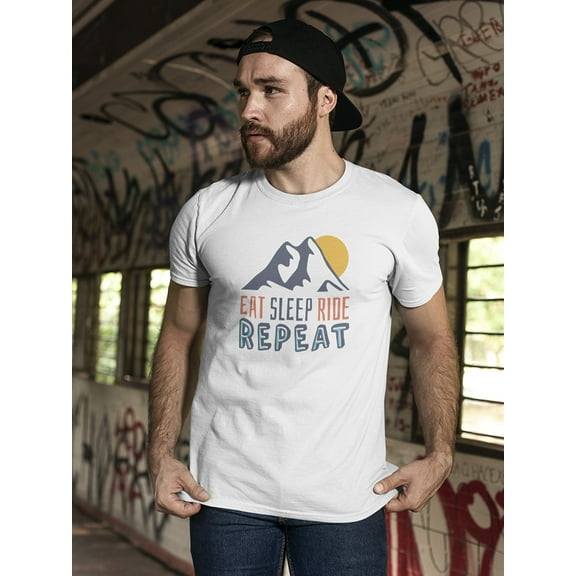 Eat Sleep Ride Repeat Mountain T-Shirt Men -Image by Shutterstock, Male Large
