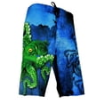 thumbnail image 4 of Sea Fear Men's Board Shorts 4-Way Stretch Quick Dry, Octopus Design, Front Velcro Closure and Tie, Back Pocket (Green, 36), 4 of 6