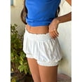 thumbnail image 4 of Suagox Women's Bloomer Shorts Solid Color Frill Ruffle Elastic Waist Short Pants Streetwear for Summer, 4 of 10
