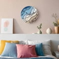 thumbnail image 3 of Wall Clock Blue Brown Modern Geometric Clocks PVC Silent Non-Ticking Battery Operated Decorative Ombre Blue Abstract Round Clock for Home Living Room Kitchen Bedroom Office School Wall Decor 14 Inch, 3 of 9