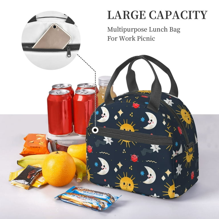 DouZhe Lunch Bags for Women and Men, Cartoon Cute Sun Star Moon