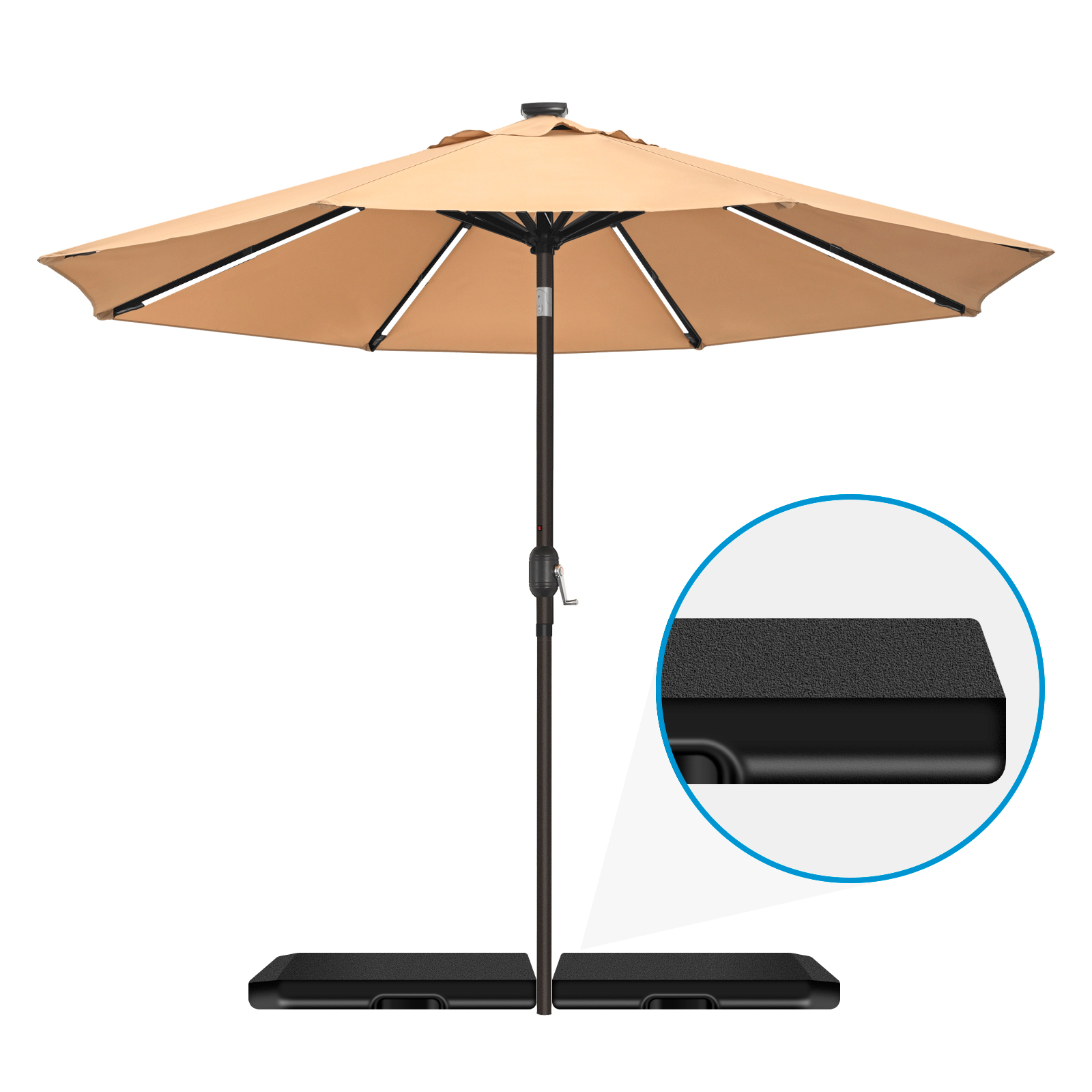 4Pcs 353 lbs Cantilever Offset Patio Umbrella Base, Water & Sand Filled Heavy Duty Outdoor Umbrella Base, Square Umbrella Base Plate Set with Easy-Fill Spouts, Black
