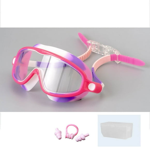 Swim Goggles HD Large Frame | Anti-Fog Waterproof Swimming Glasses | Silicone Gasket Comfortable Fit | Wide Clear Vision Lenses | Adjustable Strap | Includes Nose Clip & Earplugs