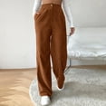 thumbnail image 4 of GILIGEGE Corduroy Pants for Women Winter Wide Leg Corduroy Pants with Pockets Warm Baggy Sweatpants High Waisted Straight Wide Leg Trousers Comfy Work Pants Soft Cozy Palazzo Teacher Pant Orange S, 4 of 6