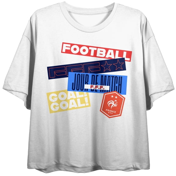 France Soccer Federation Jour De Match Women's White Crew Neck Short Sleeve Crop Top-XXL