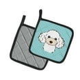 thumbnail image 2 of Carolines Treasures BB1195PTHD Checkerboard Blue White Poodle Pair of Pot Holders , 7.5HX7.5W, multicolor, 2 of 3