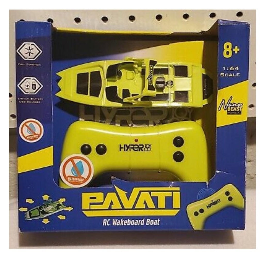 Pavati RC Wakeboard Boat 1:64 Scale Green 2.4 GHz Hypertoys Nano Beast Micro Toy 