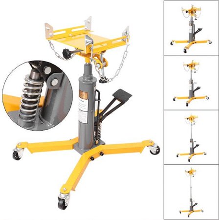 ZS Yellow 1100lbs 2 Stage Hydraulic Transmission Jack Telescopic Lift Hoist w/ Swivel Wheels