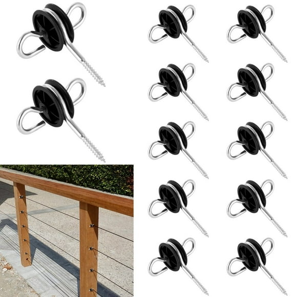 Electric Fence Gate Handle Anchors, 24 Pcs Dual Ring Farm Fence Wood Post Anchors, Simple Screw-In Electric Fence Wire Insulators, Farm Fence Installation Accessories