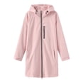 thumbnail image 6 of Levmjia Women Hooded Rain Jacket Waterproof Lightweight Long Sleeve Zip Up Mid Length Loose Fit Solid Color Outerwear Pockets Daily Commute Hiking Camping Travel Outdoor Casual, 6 of 6