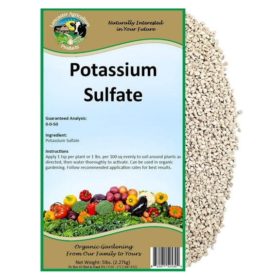 Potassium Sulfate 5 Pounds for Vegetable Gardens - Essential Nutrient for Plant Growth, Soil Enrichment, and Crop Yield Optimization - Lancaster Agriculture Products