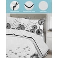 thumbnail image 4 of Dandelion Queen Size Down Alternative Comforter, Lightweight Comforter Quilt Bedding Set with Pillow Shams Black White Modern Country Rustic Plants All Seasons Bed Comforter Duvet Insert 90"x96", 4 of 7