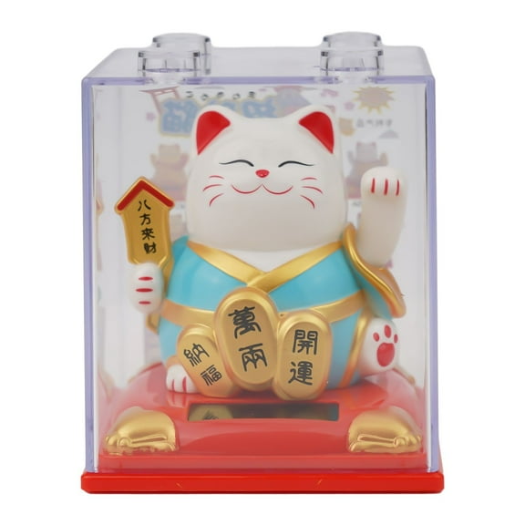 1Pc Lucky Cat Solar Powered Automatic Waving Cat Beckoning Fortune Cat Lucky Cat Car Ornament Birthday Gift Home Decoration