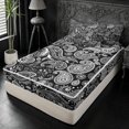 thumbnail image 2 of meiyoeat Monochrome Paisley Zipper Queen Comforter Set with Fitted Sheet and 2 Pillowcases,Bold Pattern Zipper Bedding Set For Adults,Black White,Black Reversible,4-Piece, 2 of 7