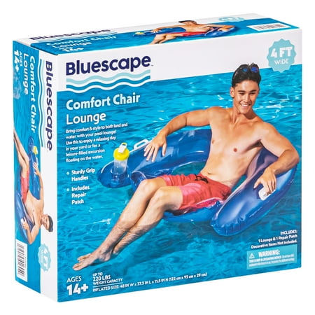 Bluescape Inflatable Comfort Chair Lounge Pool Float, Blue ,Age 14 & up, Unisex