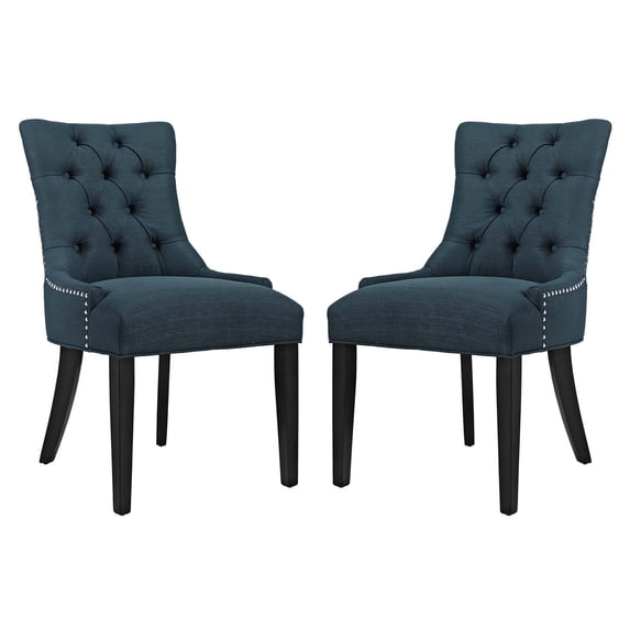 Modern Contemporary Urban Design Kitchen Room Dining Chair ( Set of 2), Navy Blue, Fabric Wood