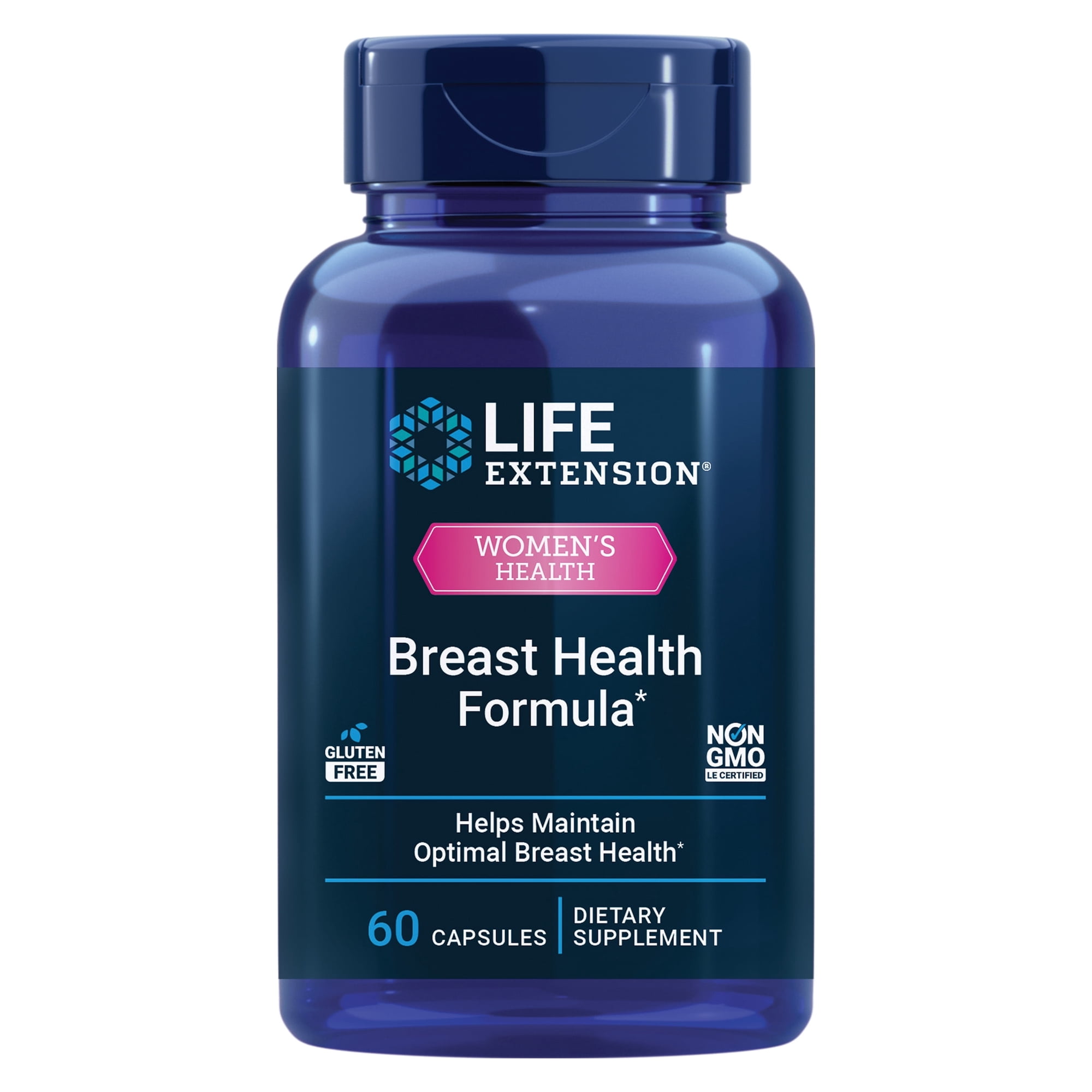 Life Extension Breast Health Formula, Breast Health Supplement, Hormone Balance, Broccoli, Soy isoflavones, indole-3-carbinol, Flaxseed lignans, Gluten Free, Non-GMO, Vegetarian, 60 Capsules