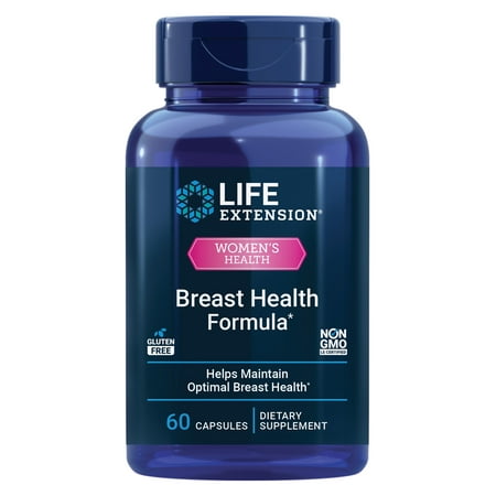 Life Extension Breast Health Formula, Breast Health Supplement, Hormone Balance, Broccoli, Soy isoflavones, indole-3-carbinol, Flaxseed lignans, Gluten Free, Non-GMO, Vegetarian, 60 Capsules
