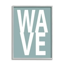 Stupell Wave Turquoise Summer Typography Landscape Painting Gray Framed Art Print Wall Art