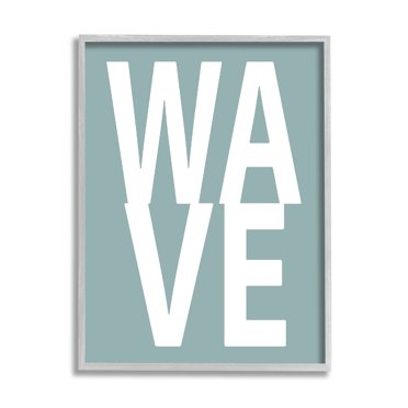 Stupell Wave Turquoise Summer Typography Landscape Painting Gray Framed Art Print Wall Art