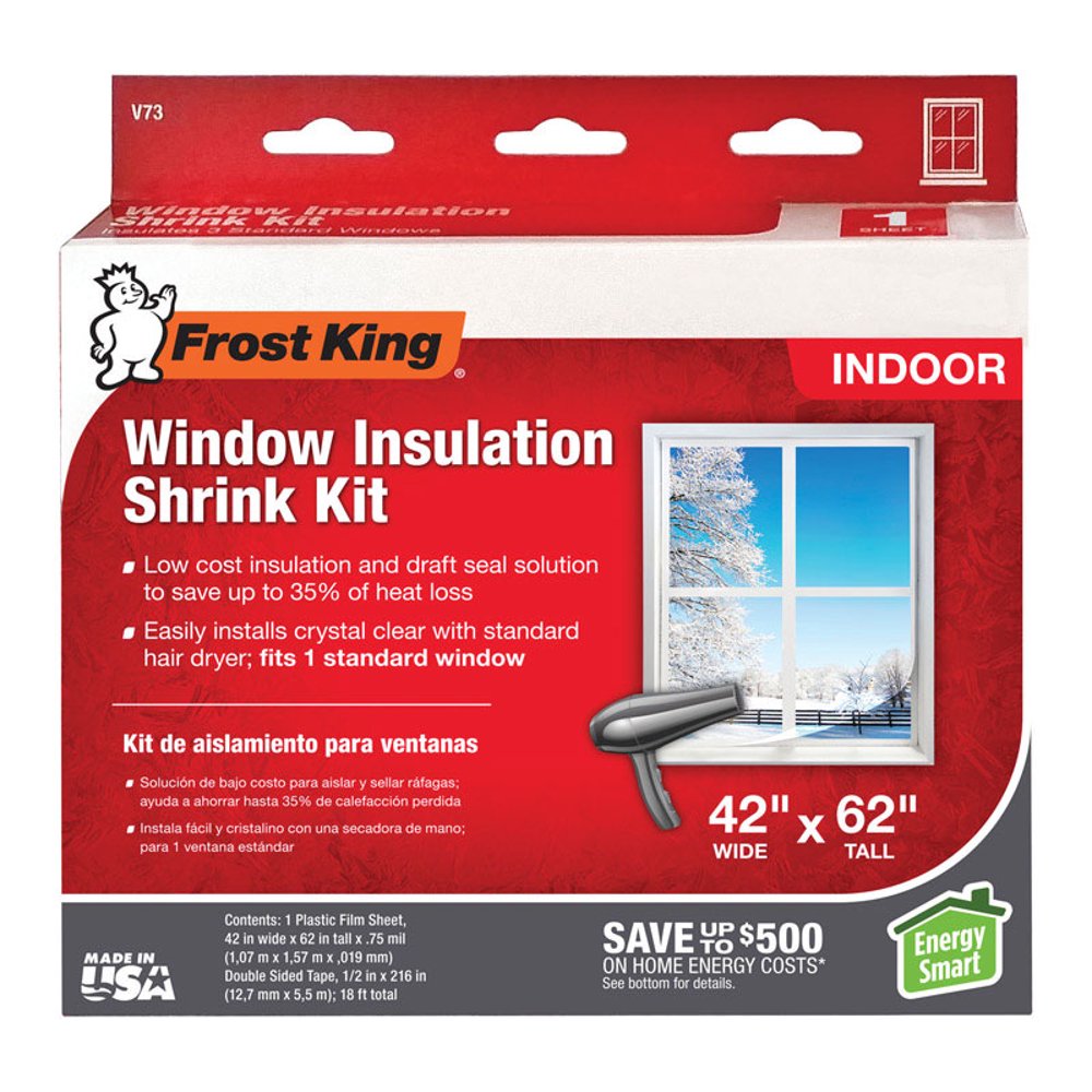 Frost King V73H Indoor Shrink Window Kit, 42in x 62in, Standard Windows