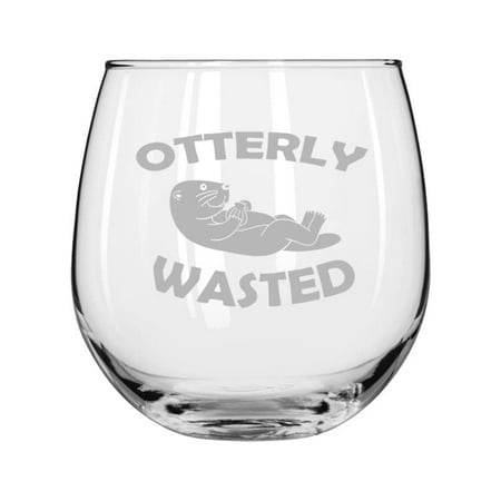 

Wine Glass for Red or White Wine Otterly Wasted Otter Funny (16 oz Stemless)