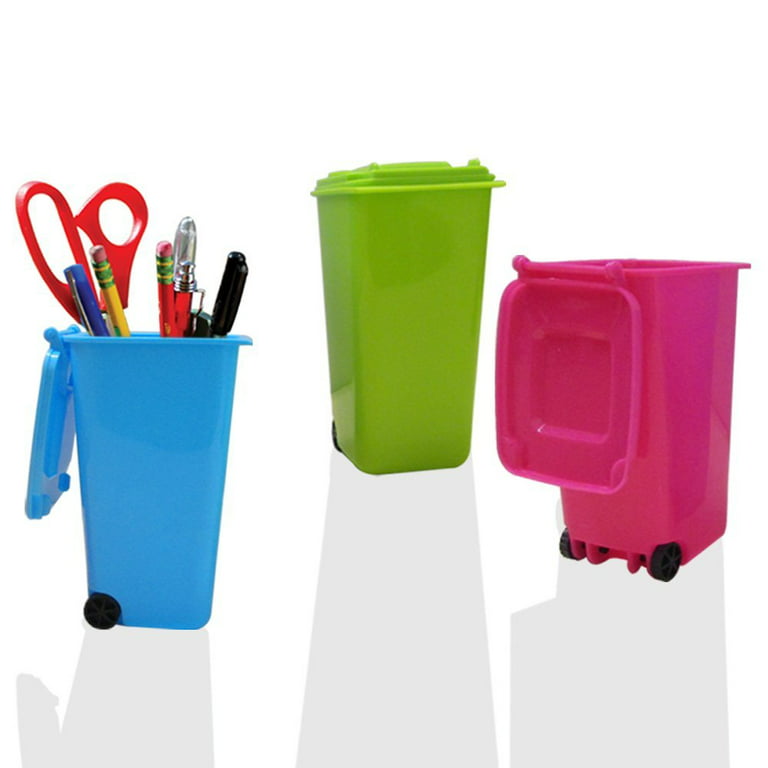  goldblue 4pcs Mini Curbside Trash Bin with Lid，Desk Trash Can  Garbage Organizer Storage Bin Pen Pencil Cup Holder Office Supplies，Mini  Small and Exquisite Trash Can : Industrial & Scientific