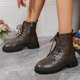 thumbnail image 3 of NECHOLOGY Botas Mujer Adulto Femenino Zapatos Botines para mujer Botas con cremallera lateral y tacón grueso con cordones de cuero sólido de invierno a la moda para mujer (Brown, 7.5), 3 of 7