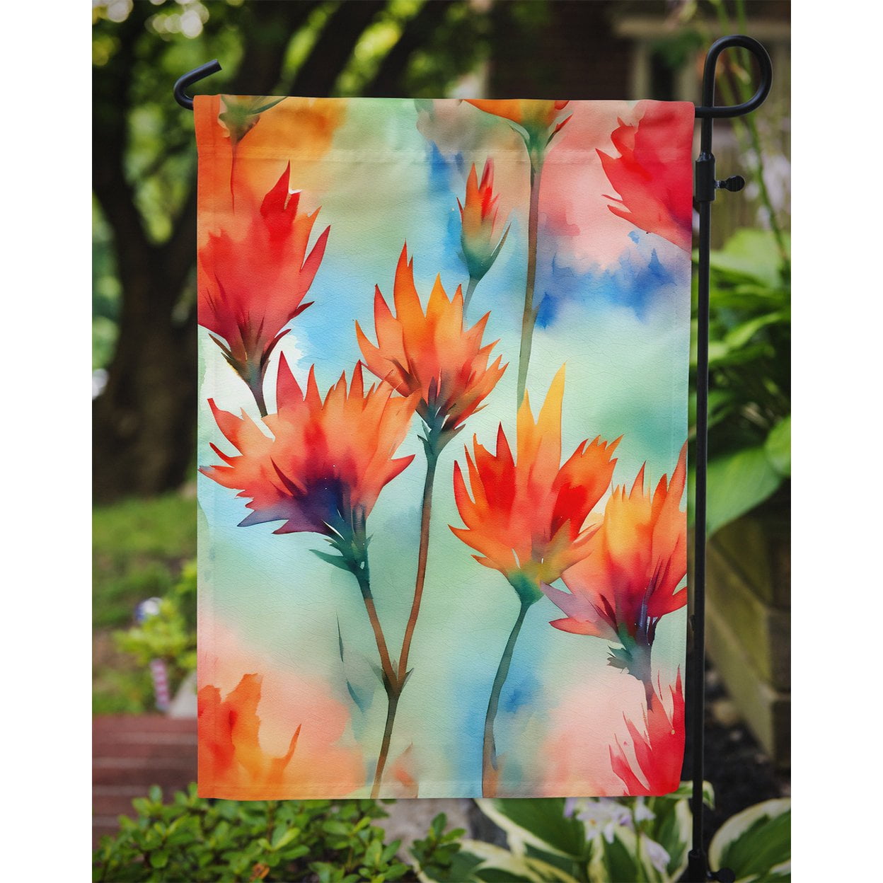 Wyoming Indian Paintbrush in Watercolor Garden Flag 11.25 in x 15.5 in
