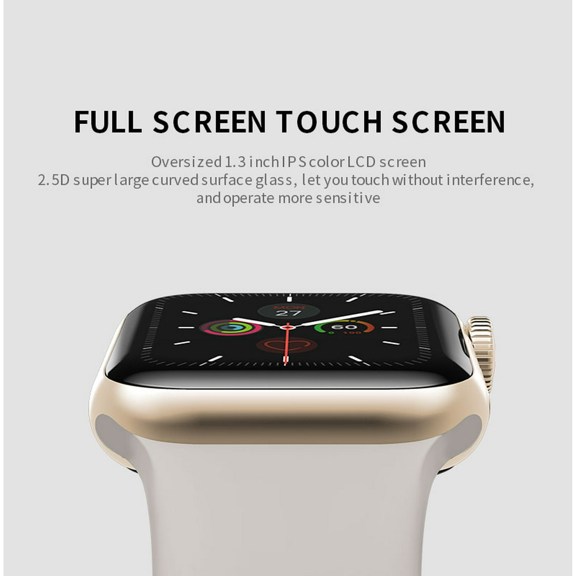 W58 Smart Watch 1.3 IPS Full Touch Screen Heart Rate Sleep Monitoring Phone Smartwatch Alarm Clock Compatible with IOS iPhone Walmart
