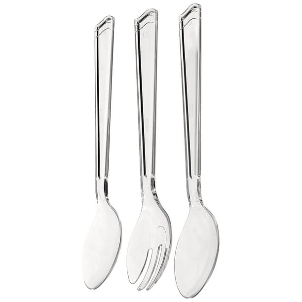 3Piece Plastic Serving Utensils Set, Clear, Clear Plastic By Party