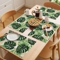 thumbnail image 5 of Palm Leaf Placemats Set of 8 Tropical Plant Country Green Summer Place Mats Indoor Wipeable Table Mats Washable Cloth Dining Table Placemats for Kitchen Holiday Party Home Decor 13x19 Inch, 5 of 9