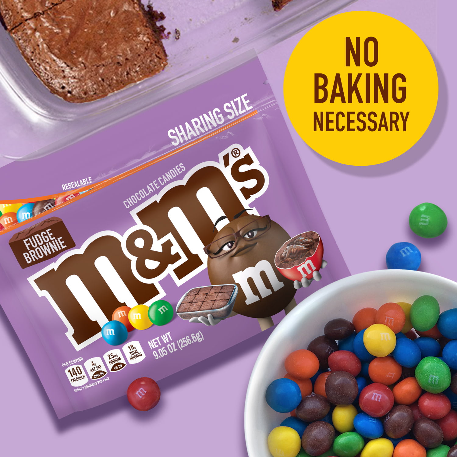 M and Ms Sharing Size Fudge Brownie Chocolate Candy, 2.83 Ounce