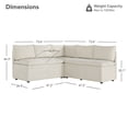 thumbnail image 5 of ReNest L-Shaped Storage Banquette Sectional, 5-Seat Set with Two 2-Seat Benches and Corner, Linen, 5 of 15