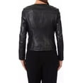 thumbnail image 2 of Celebrity Women's Lambskin Black Leather Jacket Motorcycle Slim Fit Biker W556, 2 of 3