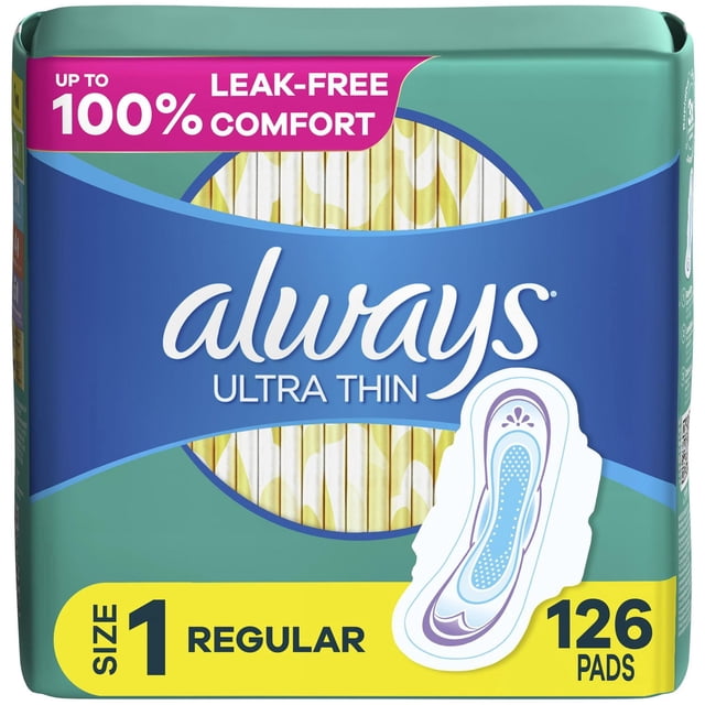 Always Serviettes Hygiéniques Ultra Minces avec Ailes pour Femmes, Taille 1, Absorption Régulière, Non Parfumées
