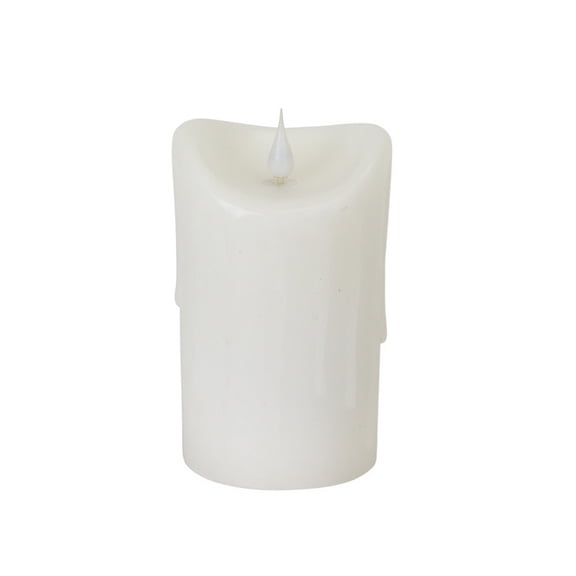 Melrose 5.25"  LED Simplux Dripping Wax Flameless Pillar Candle with Moving Flame - White